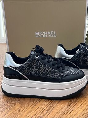 Michael Kors Platform Black, White and Silver Statement Sneakers